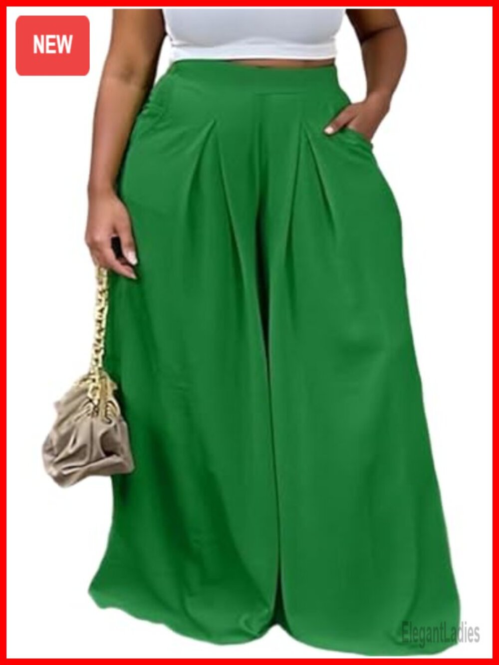 Plus Size Wide Leg Palazzo Pants High Waisted Lounge Trousers with Pockets